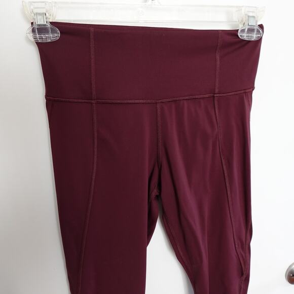 Athleta Lightning Capri In Supersonic Antique Burgundy Activewear Gym Workout - Picture 4 of 10